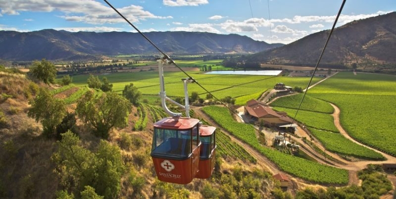 The cable car at the Santa Cruz winery in Chile is quite an unusual way to view vineyards.